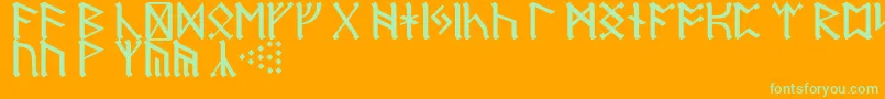 RuneD-Schriftart – Grüne Schriften auf orangefarbenem Hintergrund