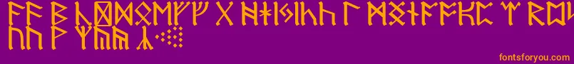 RuneD-Schriftart – Orangefarbene Schriften auf violettem Hintergrund