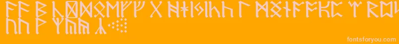RuneD-Schriftart – Rosa Schriften auf orangefarbenem Hintergrund