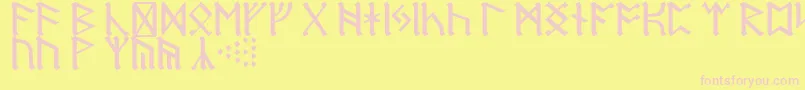 RuneD-Schriftart – Rosa Schriften auf gelbem Hintergrund