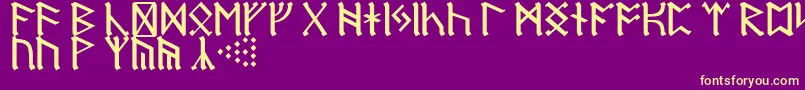 RuneD-Schriftart – Gelbe Schriften auf violettem Hintergrund