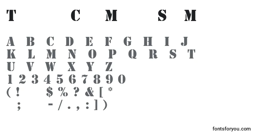 Czcionka TemplateCapsMediumSsiMedium – alfabet, cyfry, specjalne znaki