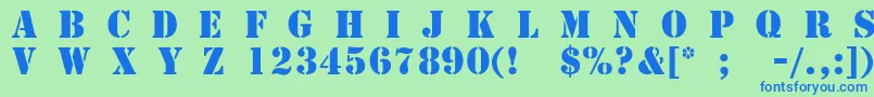 TemplateCapsMediumSsiMedium Font – Blue Fonts on Green Background