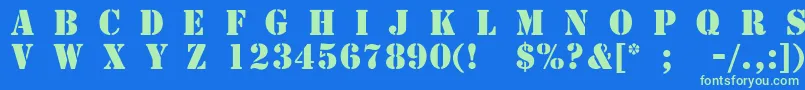 TemplateCapsMediumSsiMedium Font – Green Fonts on Blue Background