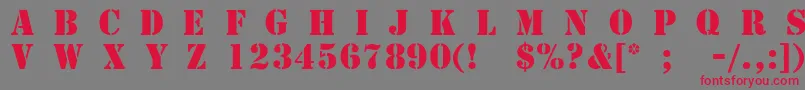 フォントTemplateCapsMediumSsiMedium – 赤い文字の灰色の背景