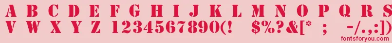 TemplateCapsMediumSsiMedium Font – Red Fonts on Pink Background