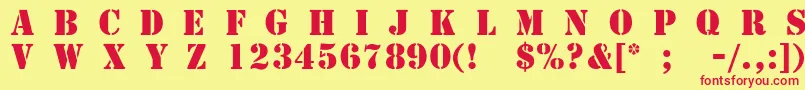 TemplateCapsMediumSsiMedium Font – Red Fonts on Yellow Background