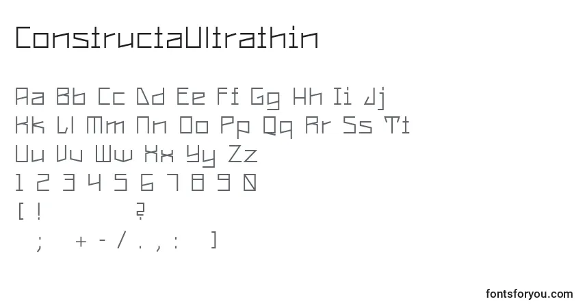 Шрифт ConstructaUltrathin – алфавит, цифры, специальные символы