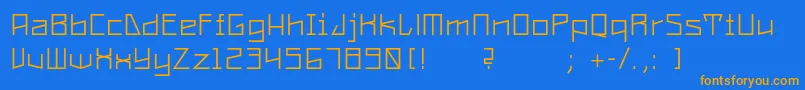 フォントConstructaUltrathin – オレンジ色の文字が青い背景にあります。