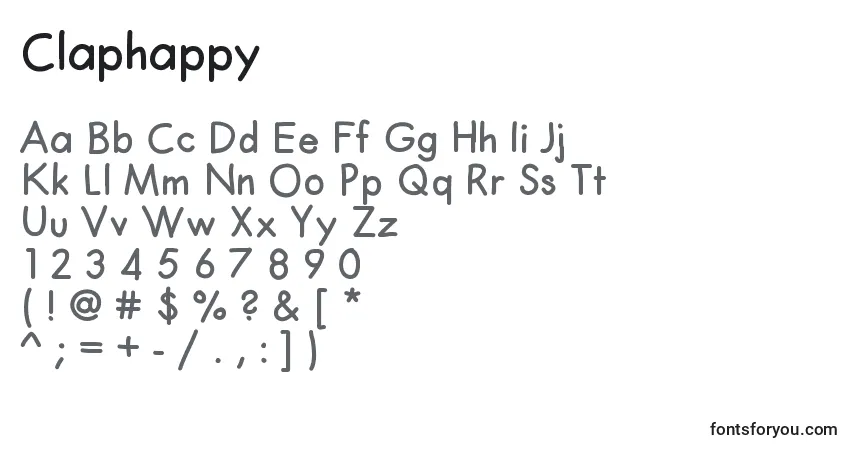 A fonte Claphappy – alfabeto, números, caracteres especiais