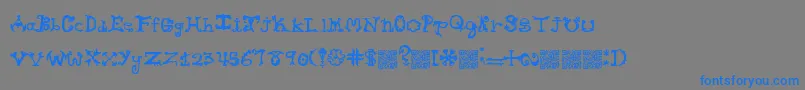 フォントHieroglyphlicks – 灰色の背景に青い文字
