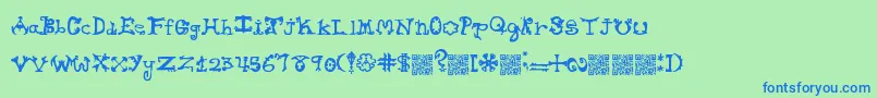 Hieroglyphlicks Font – Blue Fonts on Green Background
