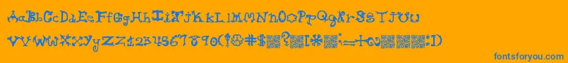 Hieroglyphlicks Font – Blue Fonts on Orange Background