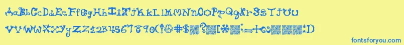 Hieroglyphlicks Font – Blue Fonts on Yellow Background