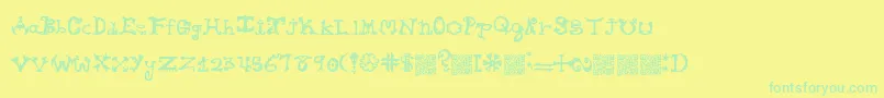 Czcionka Hieroglyphlicks – zielone czcionki na żółtym tle