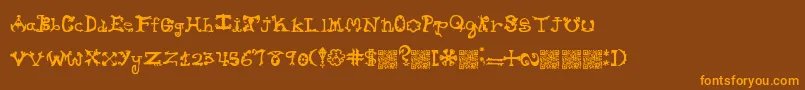フォントHieroglyphlicks – オレンジ色の文字が茶色の背景にあります。