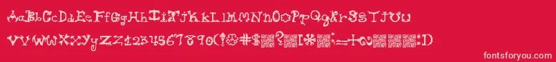 Hieroglyphlicks Font – Pink Fonts on Red Background
