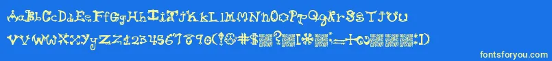 Hieroglyphlicks Font – Yellow Fonts on Blue Background