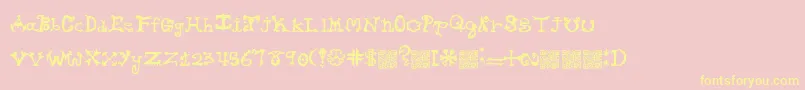 Hieroglyphlicks-fontti – keltaiset fontit vaaleanpunaisella taustalla
