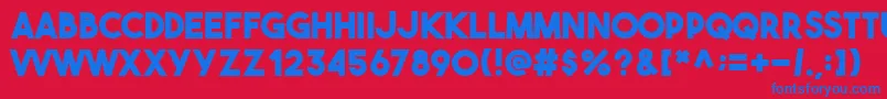 Fonte Theboldfont – fontes azuis em um fundo vermelho