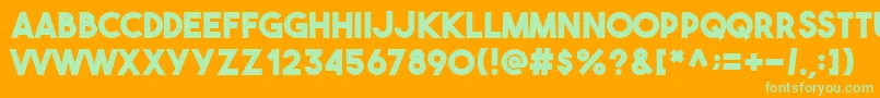 Theboldfont-Schriftart – Grüne Schriften auf orangefarbenem Hintergrund