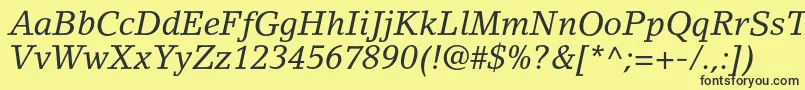 LinoletterstdItalic Font – Black Fonts on Yellow Background