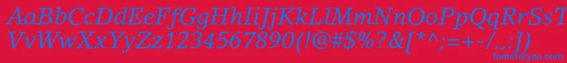 フォントLinoletterstdItalic – 赤い背景に青い文字