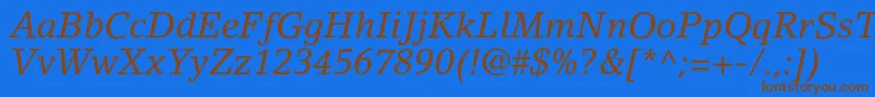 LinoletterstdItalic Font – Brown Fonts on Blue Background