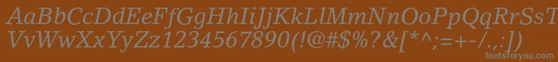 LinoletterstdItalic Font – Gray Fonts on Brown Background