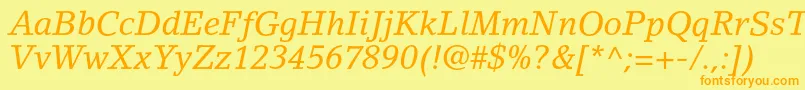 フォントLinoletterstdItalic – オレンジの文字が黄色の背景にあります。