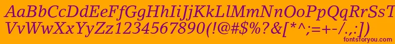 LinoletterstdItalic Font – Purple Fonts on Orange Background
