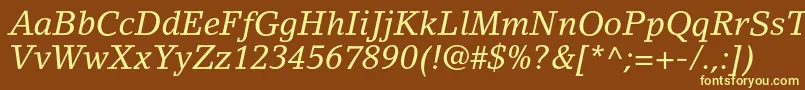 LinoletterstdItalic Font – Yellow Fonts on Brown Background