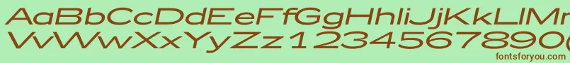 Fonte Zeppelin52Italic – fontes marrons em um fundo verde