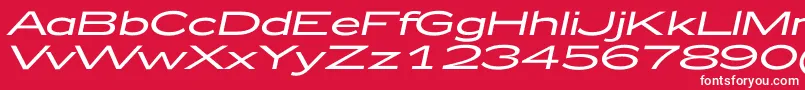 Fonte Zeppelin52Italic – fontes brancas em um fundo vermelho