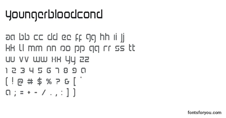Czcionka Youngerbloodcond – alfabet, cyfry, specjalne znaki