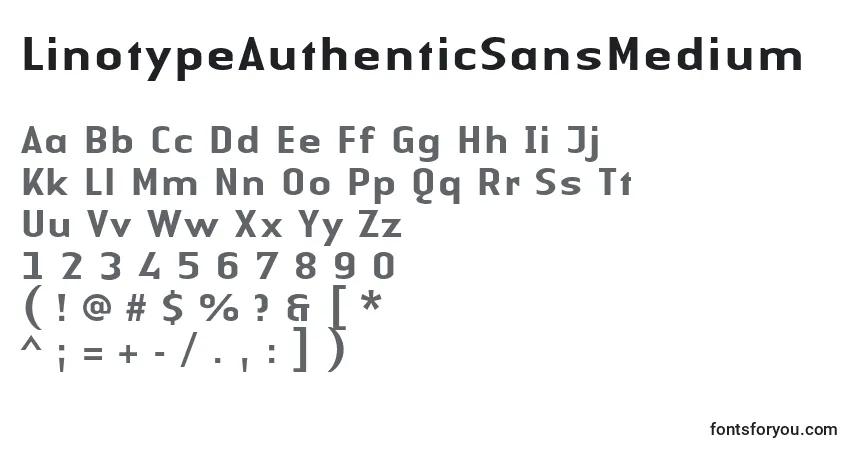 Шрифт LinotypeAuthenticSansMedium – алфавит, цифры, специальные символы