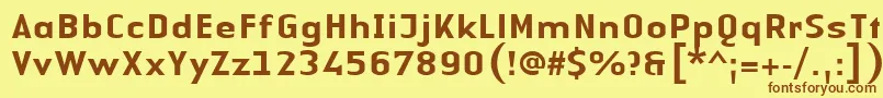 フォントLinotypeAuthenticSansMedium – 茶色の文字が黄色の背景にあります。