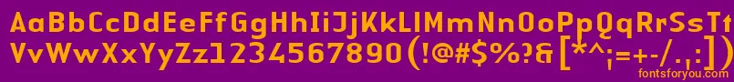 LinotypeAuthenticSansMedium-Schriftart – Orangefarbene Schriften auf violettem Hintergrund