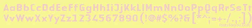 LinotypeAuthenticSansMedium-fontti – vaaleanpunaiset fontit keltaisella taustalla