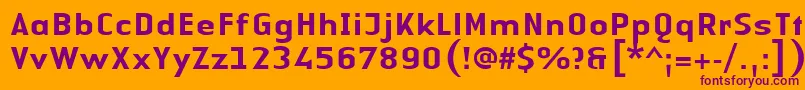 Czcionka LinotypeAuthenticSansMedium – fioletowe czcionki na pomarańczowym tle