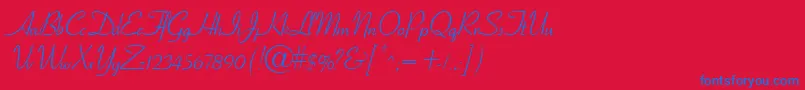CornetRegular-Schriftart – Blaue Schriften auf rotem Hintergrund
