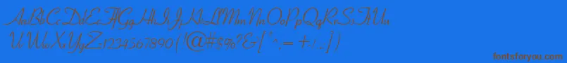 フォントCornetRegular – 茶色の文字が青い背景にあります。