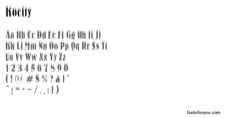 A fonte Kocity – alfabeto, números, caracteres especiais