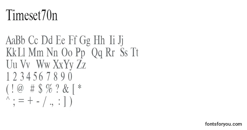 Schriftart Timeset70n – Alphabet, Zahlen, spezielle Symbole