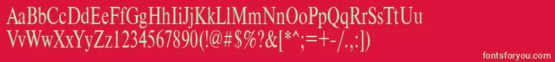 フォントTimeset70n – 赤い背景に緑の文字