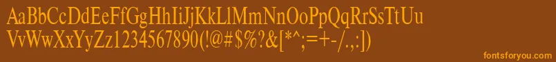 Weitere Informationen zur Timeset70n-Schriftart Timeset70n-Schriftart – Orangefarbene Schriften auf braunem Hintergrund