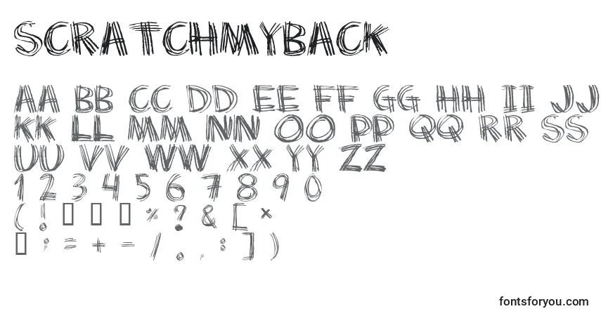 Schriftart Scratchmyback – Alphabet, Zahlen, spezielle Symbole