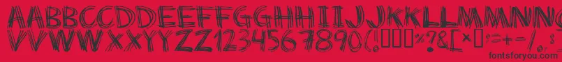 Scratchmyback-Schriftart – Schwarze Schriften auf rotem Hintergrund