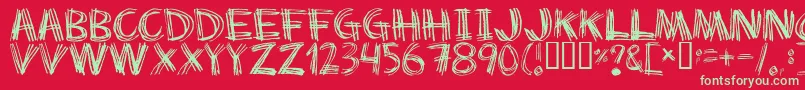 フォントScratchmyback – 赤い背景に緑の文字