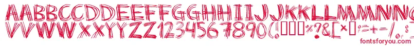 フォントScratchmyback – 白い背景に赤い文字